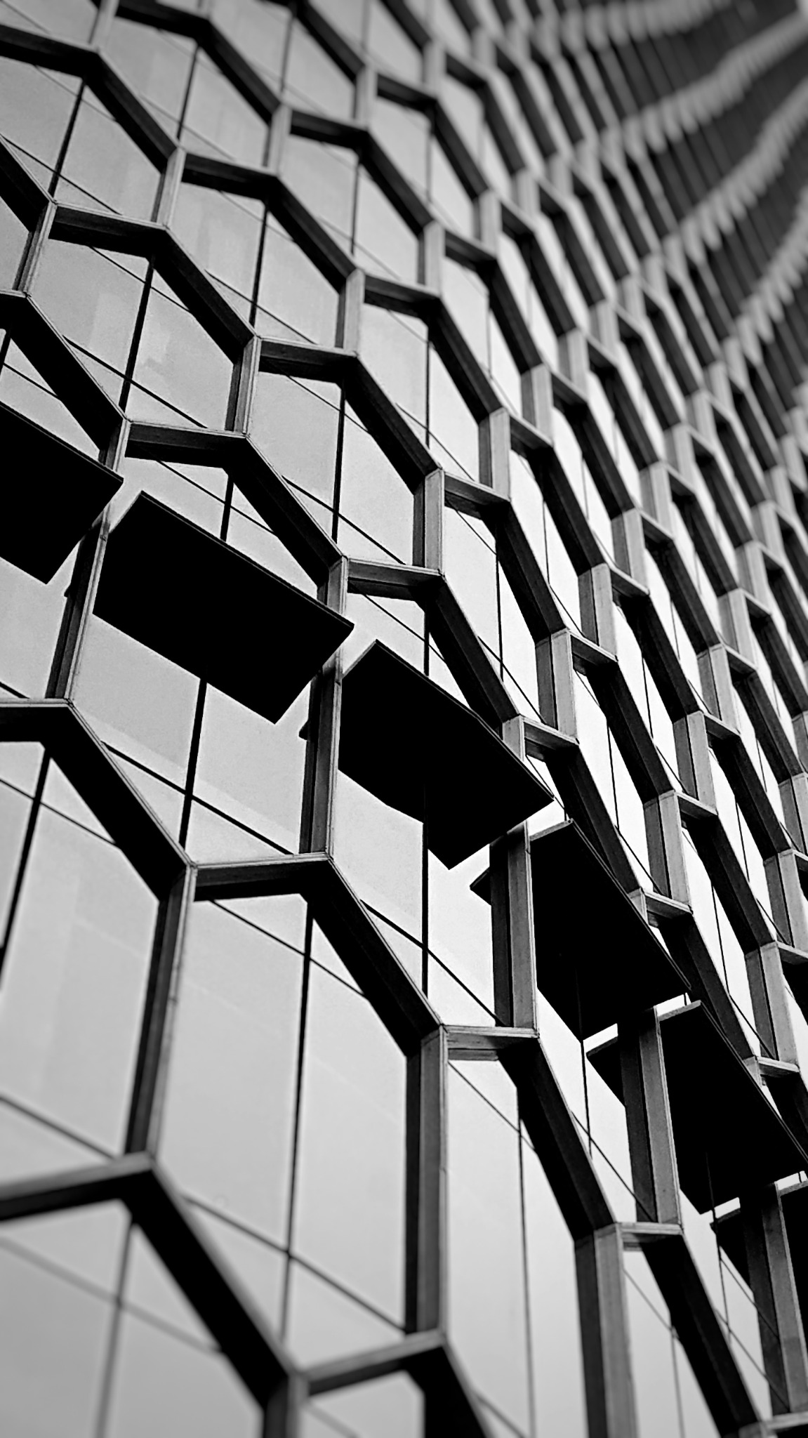 Black and white geometric building facade